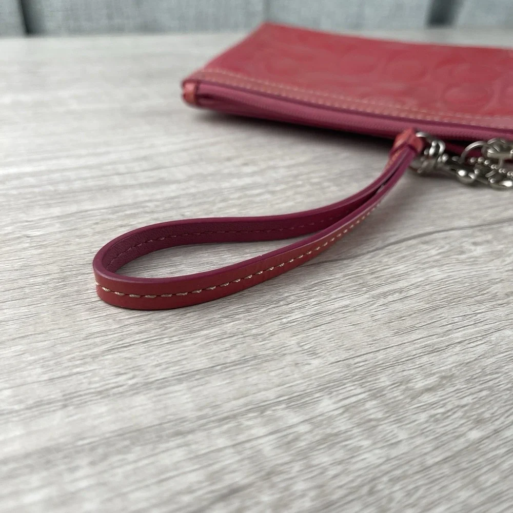Coach Pink Patent Leather Wristlet Purse Clutch Y2K Shiny Fair